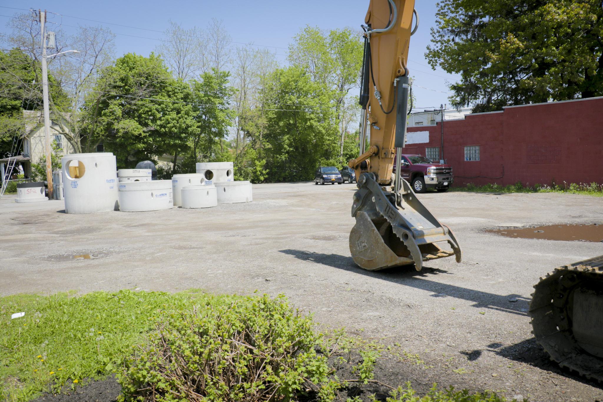 Westfield Parking lot with construction gear