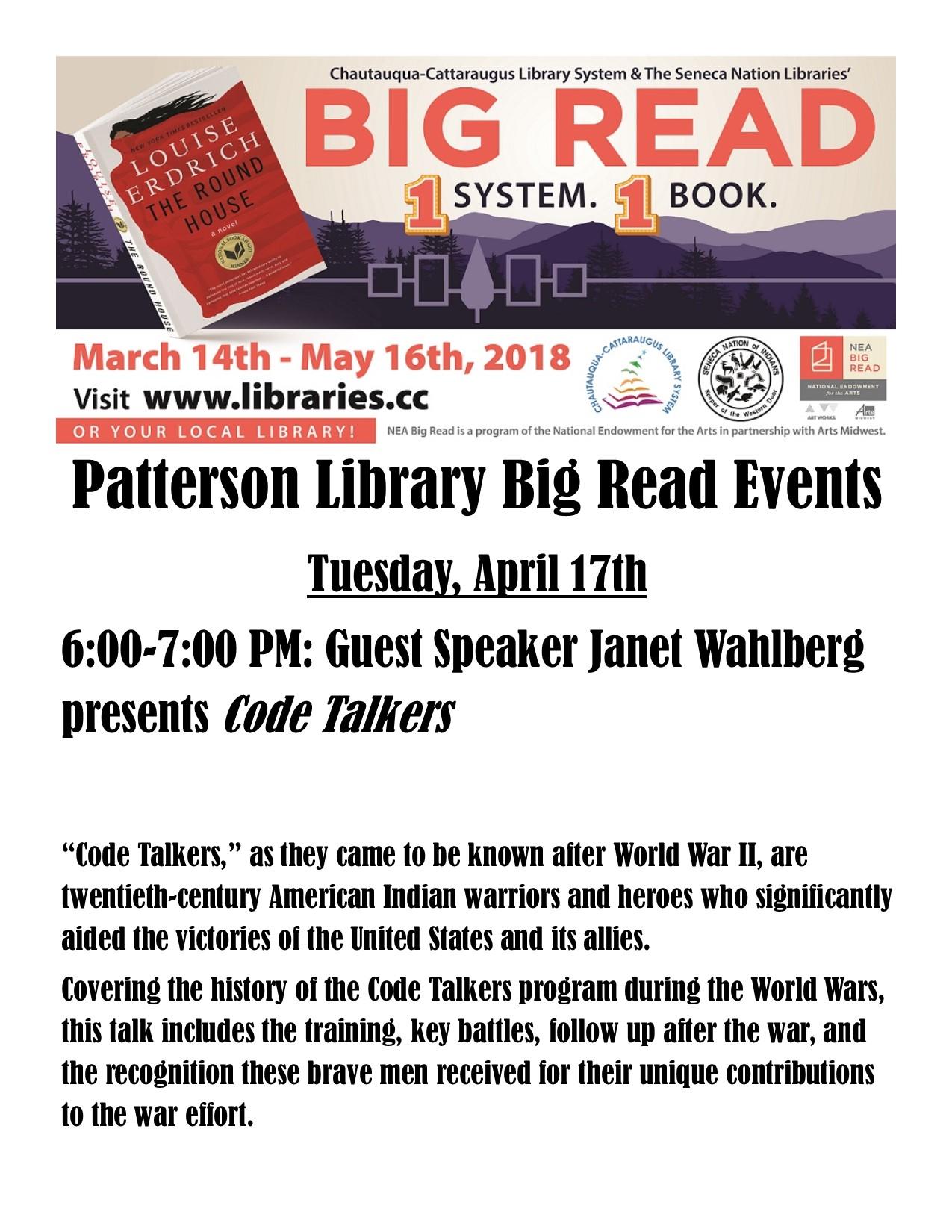 Big Read Program: Code Talkers with Special Guest Janet Wahlberg