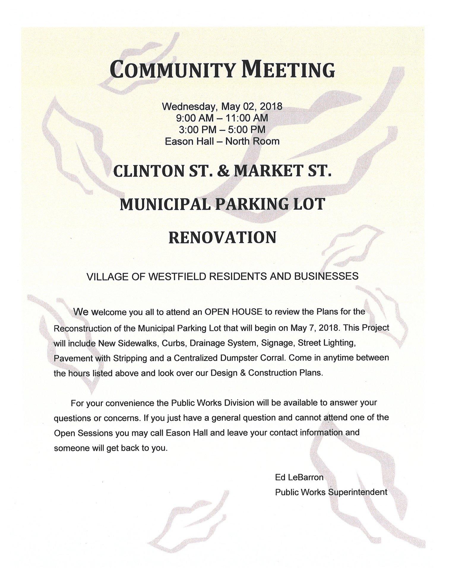 Municipal Parking Lot Renovation Community Meeting