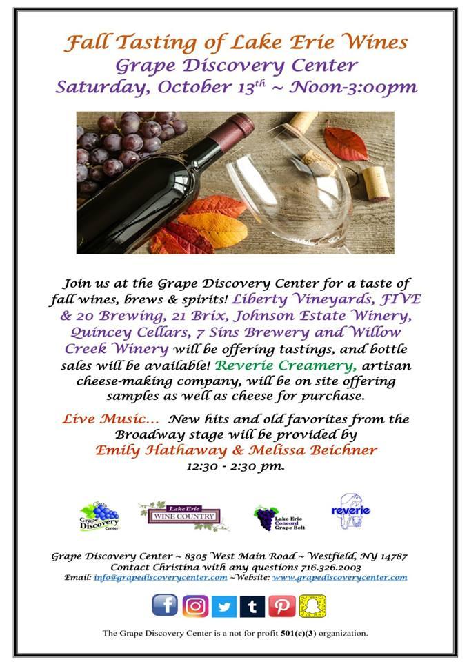 Fall Tasting of Lake Erie Wines at Grape Discovery Center