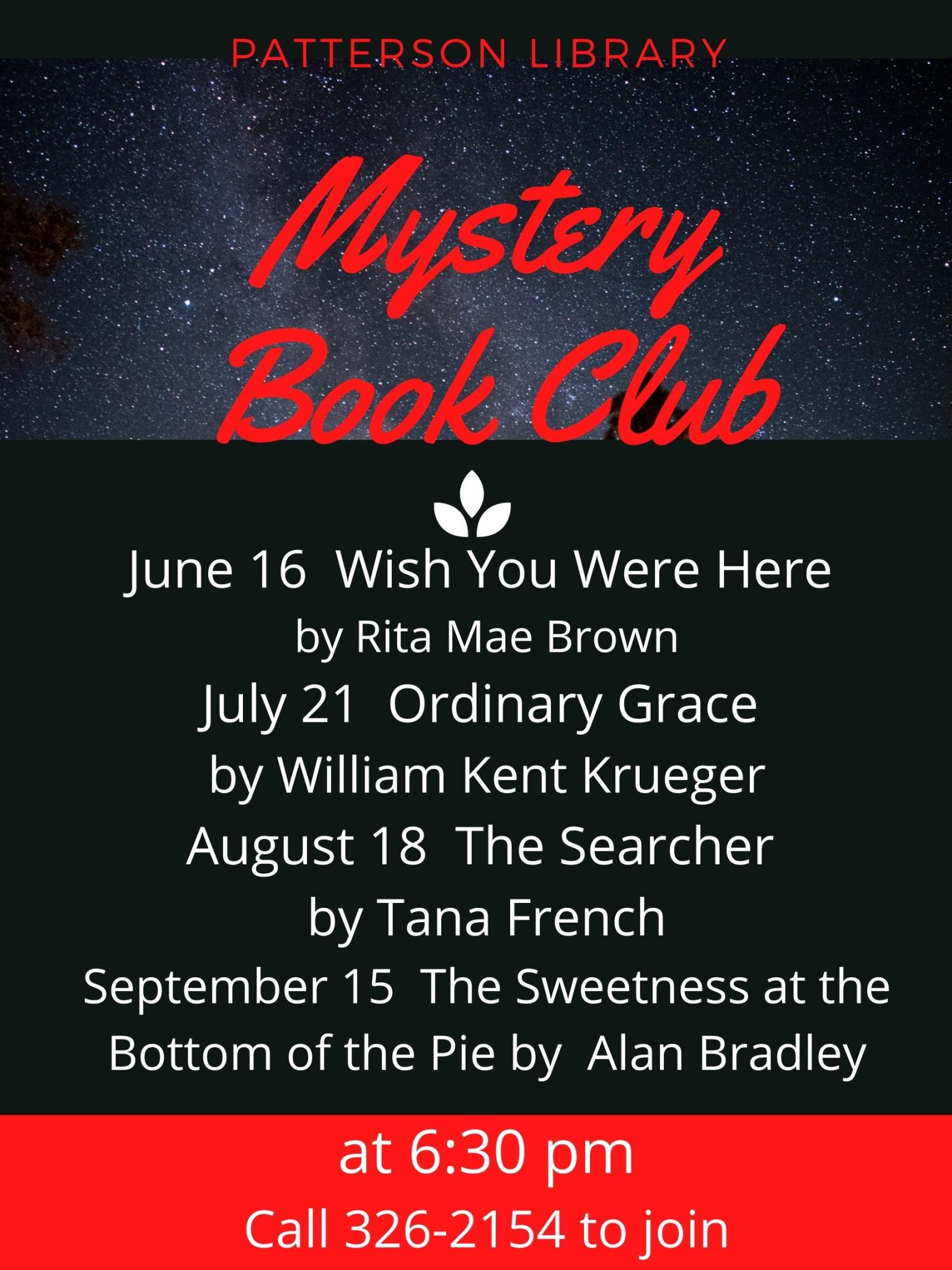 Mystery Book Club event flyer
