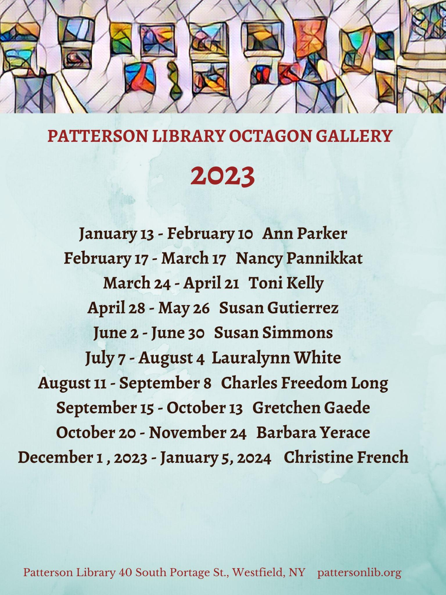Octagon Gallery Calendar listings