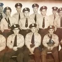 Photo provided by Westfield Police Department Officer Barry Meleen. Pictured is circa 1960s photo of the Westfield policemen, both regular and auxiliary. Only one is identified, that of Robert Peterson (back row, right end with ammunition belt), Meleen's grandfather, who was police chief for many years until his retirement in 1968.