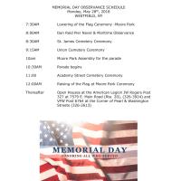 Memorial Day Observance Schedule
